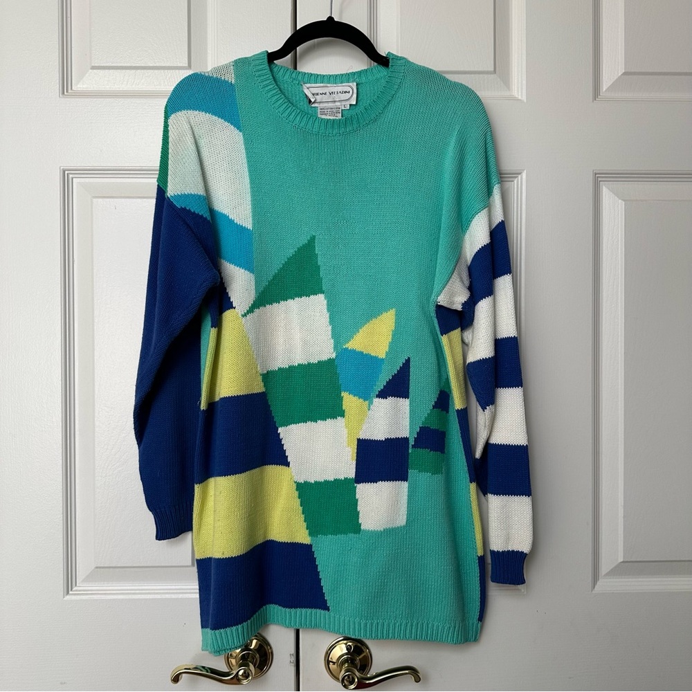 Adrienne Vittadini Teal Knit Sweater